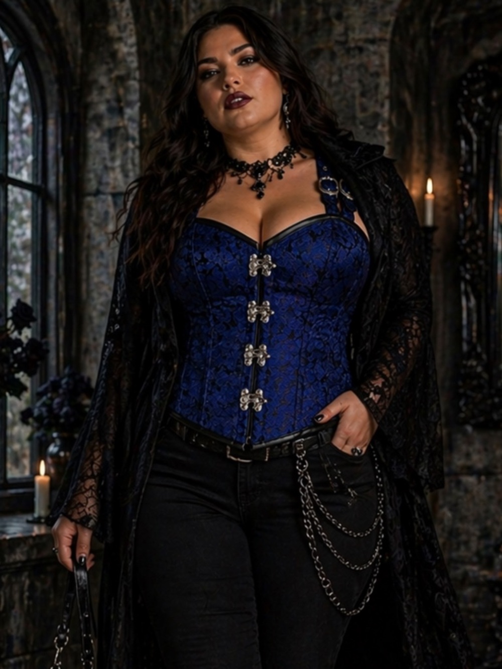 Charmian Women's Gothic Steampunk Brocade Steel Boned Waist Cincher Corset Vest